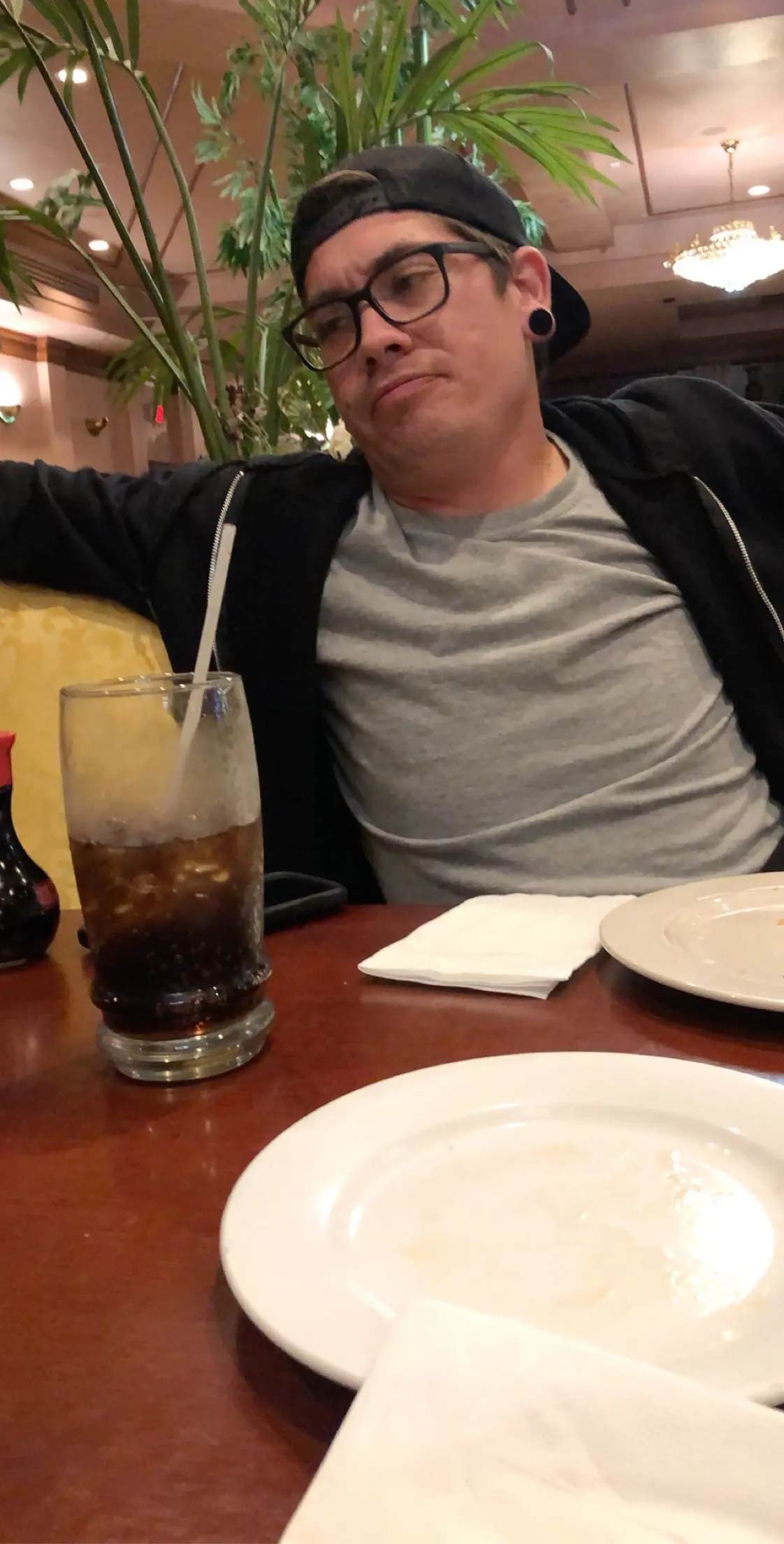 Gabriel in a restaurant