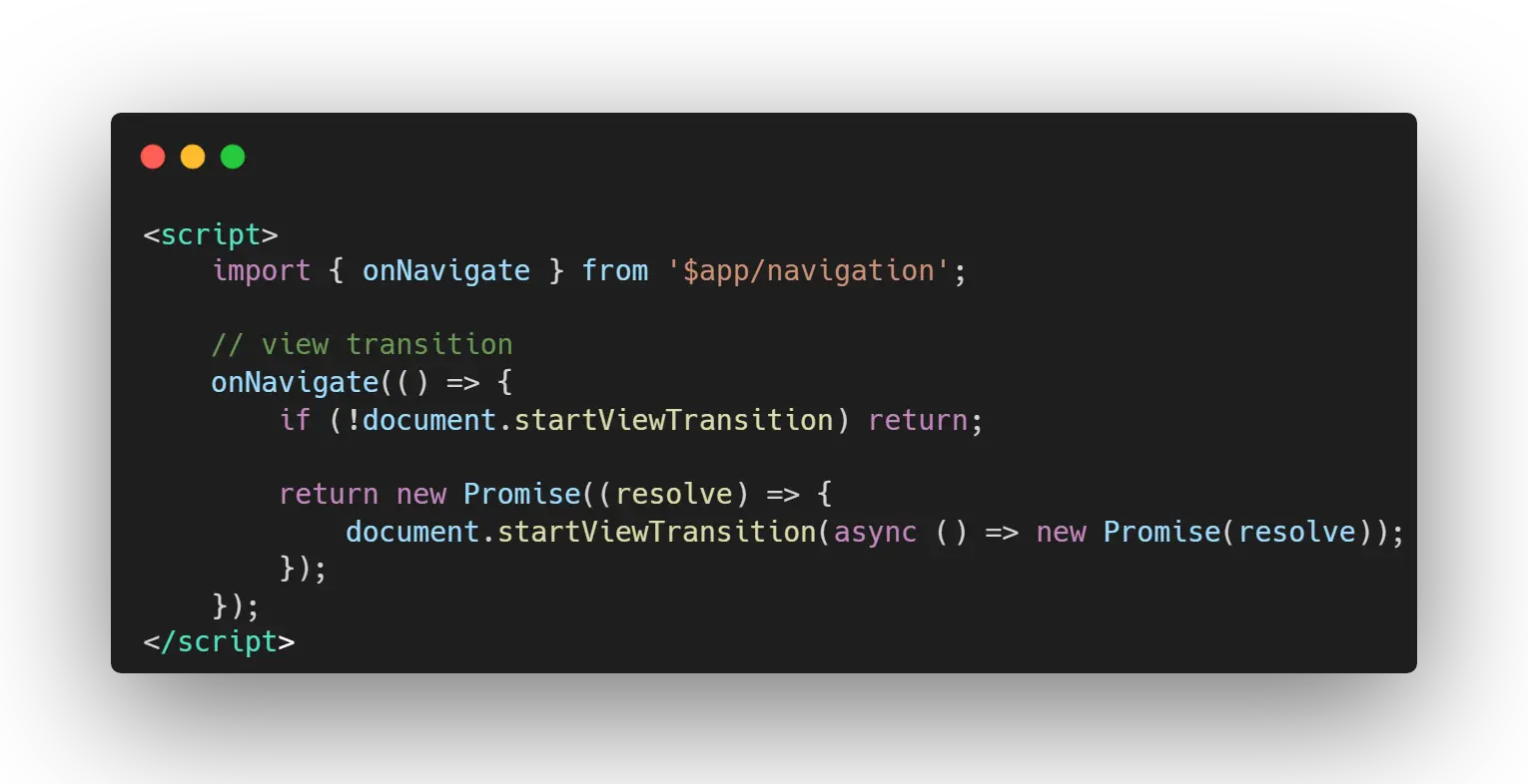 onNavigate example in code